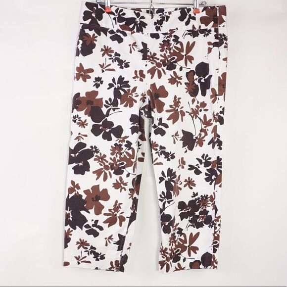 Banana Republic Harrison White/Brown Floral Capri - Picture 1 of 4